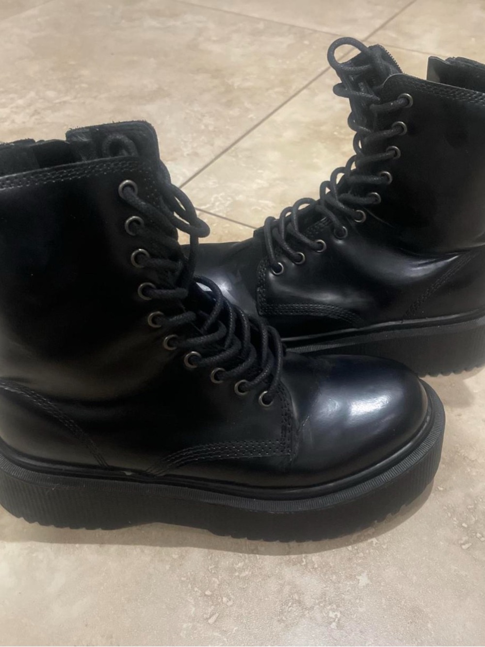 Black Lace-Up Jeffrey cambell #8 Platform Combat Boots - Women